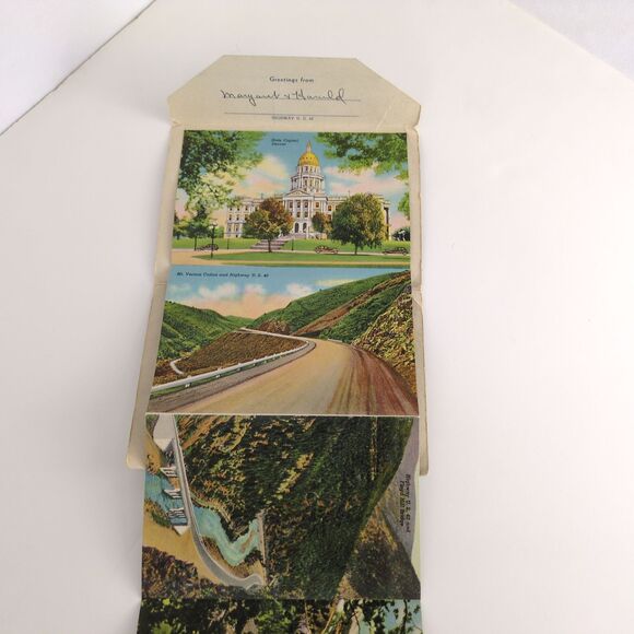 Victory Highway US 40 1930s Fold-Out Linen Postcards Transcontinental Mountains - Picture 6 of 10
